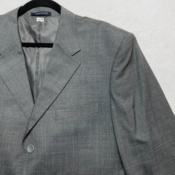 VINTAGE Ermenegildo Zegna Blazer Mens 56R Gray Plaid Sport Coat Notch Patch - Picture 2 of 16